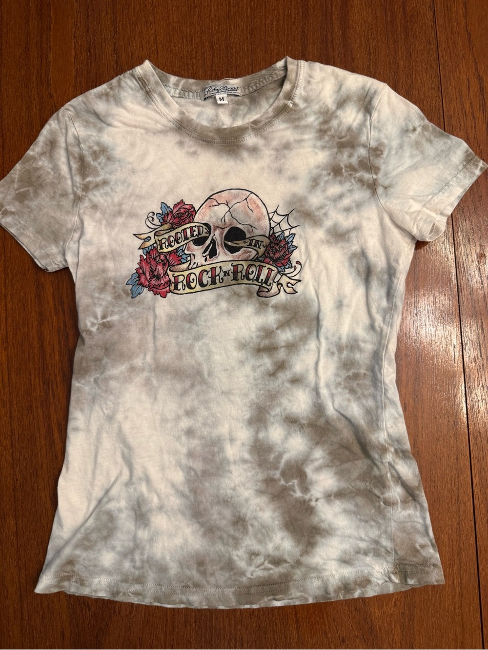 Lucky Tie-Dye 'Rooted in Rock & Roll' Skull Graphic Tee NWOT